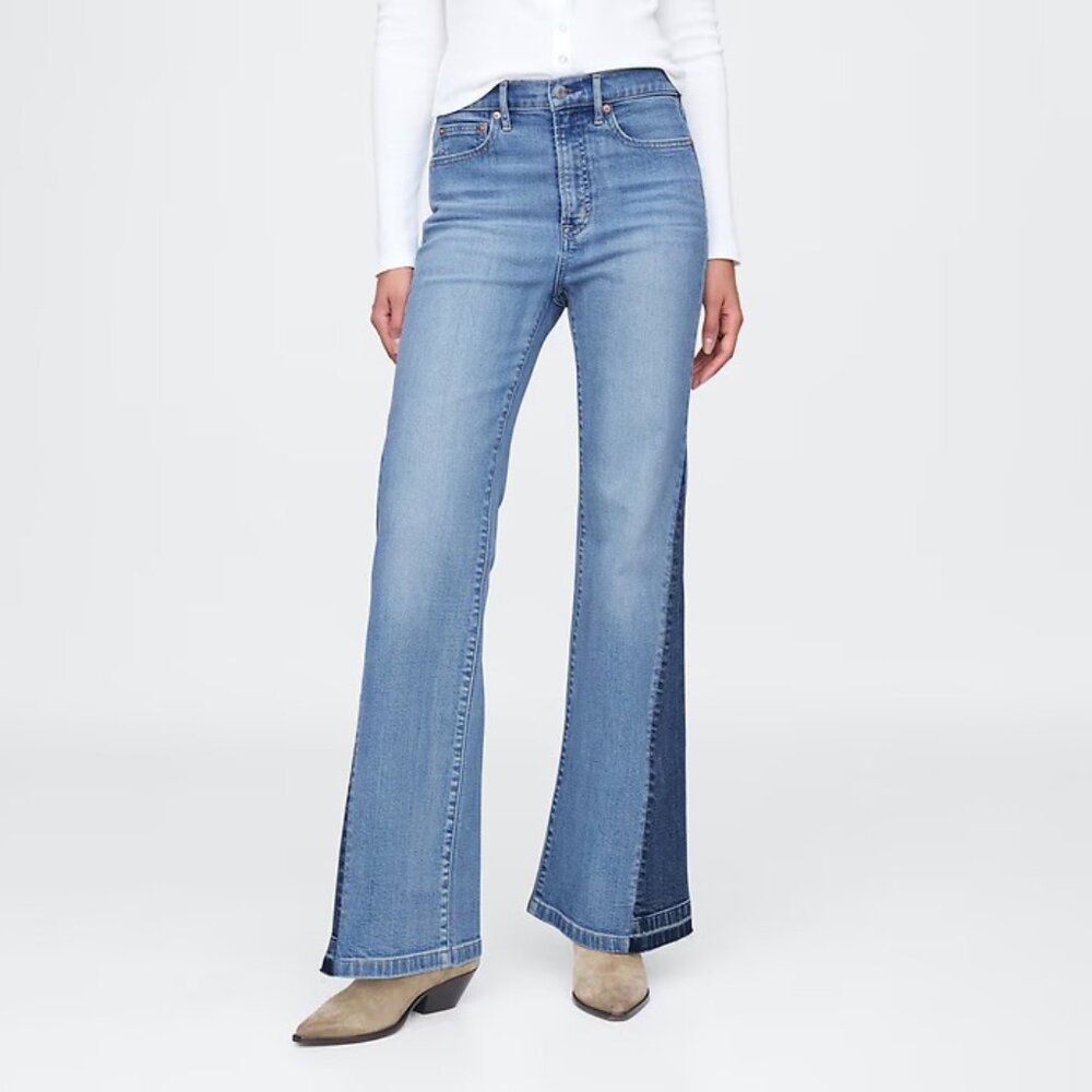 GAP High Rise Patched '70s Flare Jeans